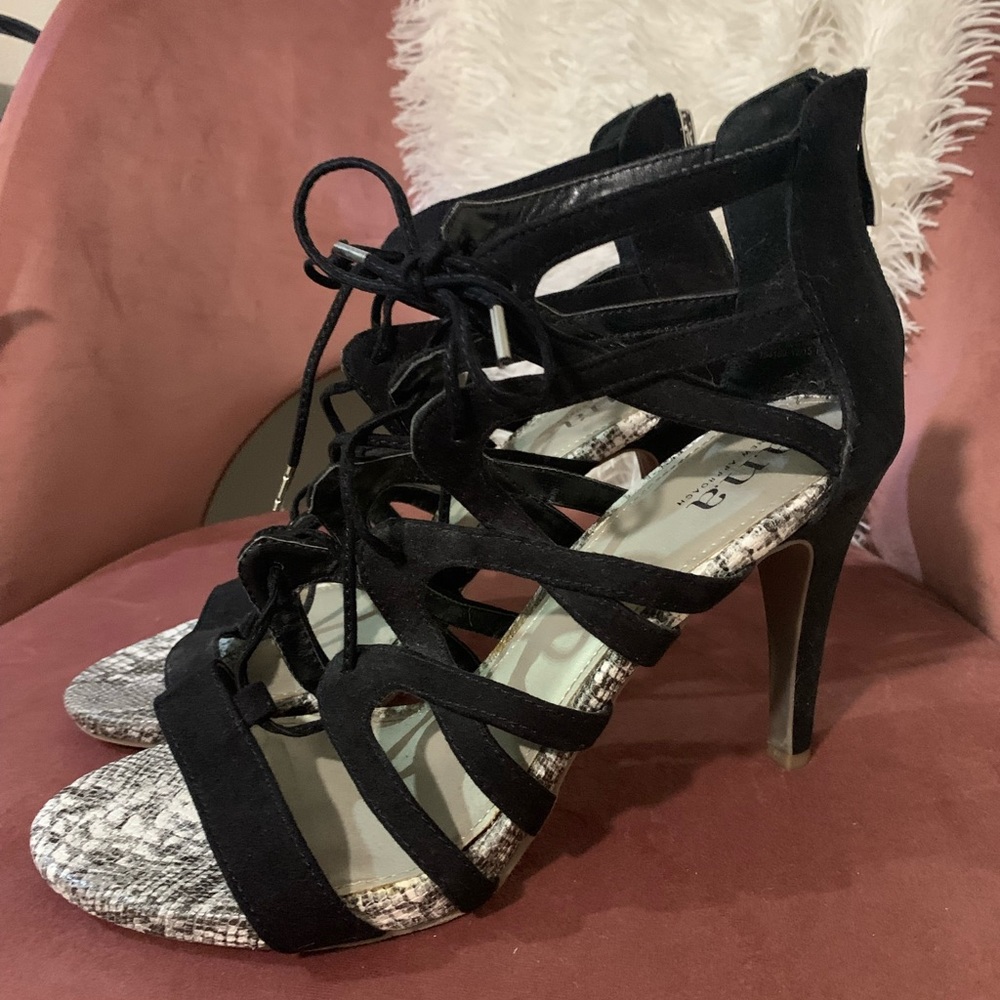 Black and Snakeskin Heels